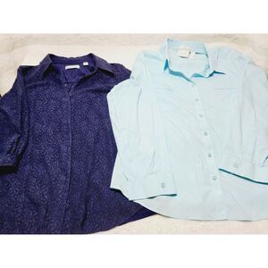 Chicos Womens 2 Piece Blouse & Coldwater Creek Shirt Size XL Set